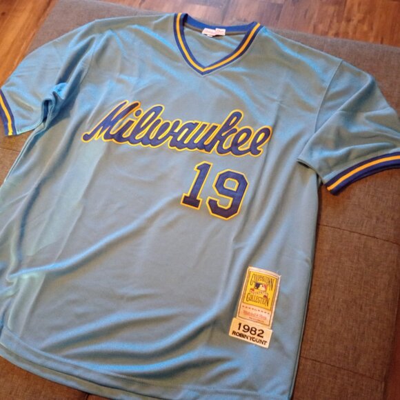 Brand New Milwaukee Brewers Jersey Robin Yount #19 Blue Men's X-Large XL - Picture 5 of 10